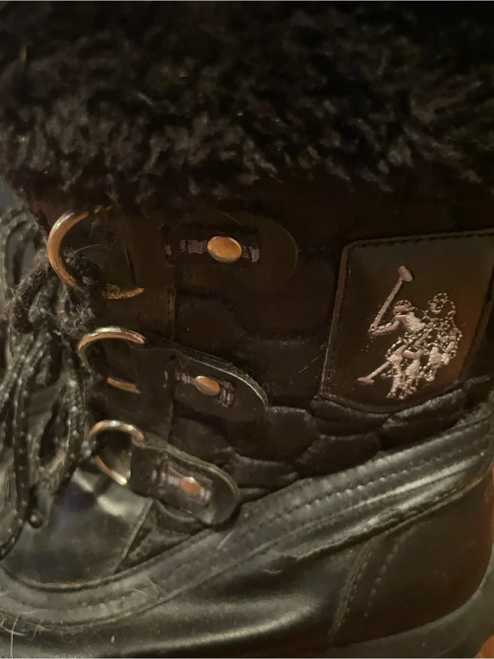 Polo by Ralph Lauren Black Fur Collar Rain & Snow Boots